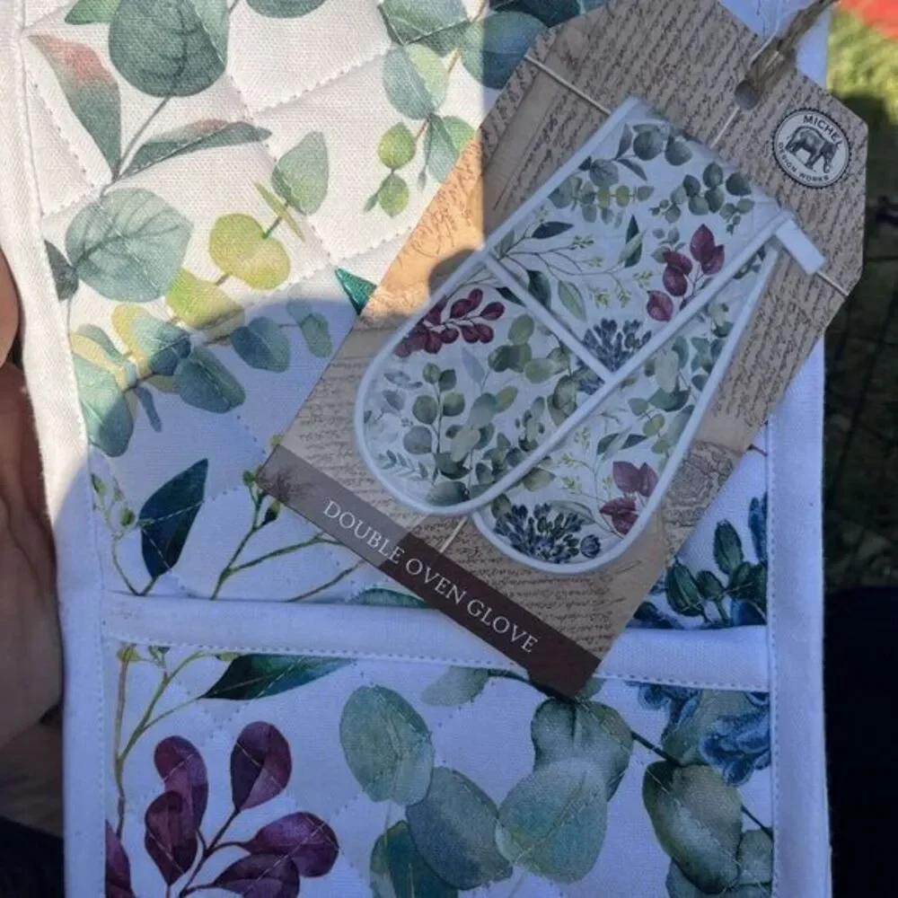 Michel Design Works Cotton Kitchen Double Oven Glove Eucalyptus & Mint Fall Mult
